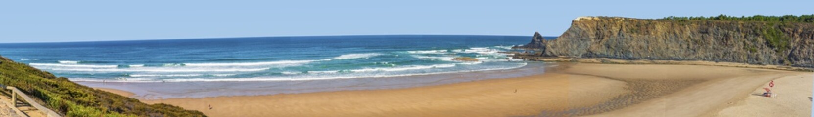 Panoramic picture of Praia da Bordeira in Portugal in summer