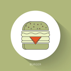 Burger icon. Flat illustration of burger vector icon