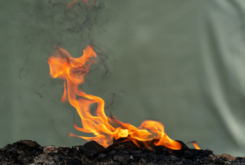 Hot, beautiful dance of fire on coals.