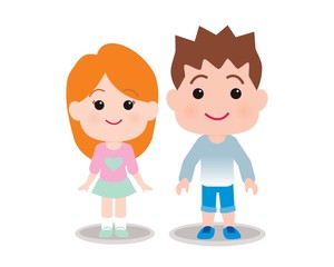 Cute love couple. Character happy and smile. vector illustration isolated cartoon hand drawn background landscape