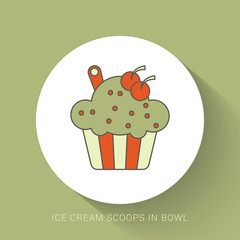 Ice cream in a bowl, dairy product cartoon vector Illustration