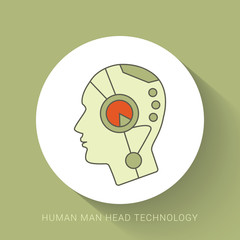 Techno human head vector logo concept illustration.