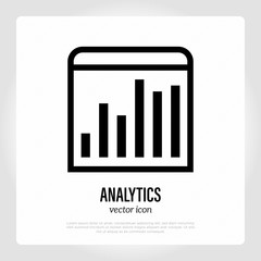 Analytics thin line icon. Sales plan or business report. Vector illustration.