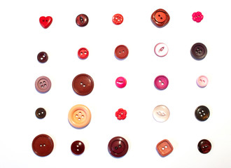 A Collection of Red Pink Multicolour Different Size Buttons 