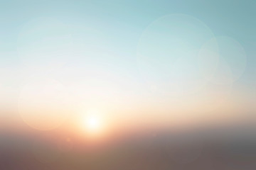 Abstract blurred Sunshine clouds sky in pastel color tone