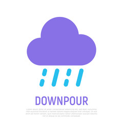 Downpour icon. Weather symbol in flat style. Modern vector illustration.