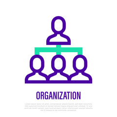 Organization or business group. Thin line icon. Corporate hierarchy. Vector illustration.