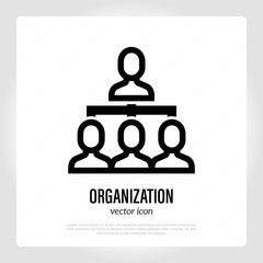 Organization or business group. Thin line icon. Corporate hierarchy. Vector illustration.