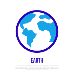 Earth thin line icon. SIgn for worldwide delivery, logistics or location button. Vector illustration.