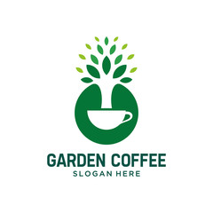 Garden coffee and tree logo design