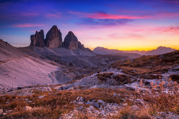 Beautiful landscape of mountains during sunset - Tre Cime di Lavaredo
