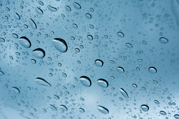 Water drop on a glass during raining season