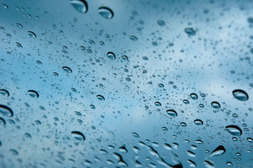 Water drop on a glass during raining season