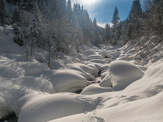 Bergbach im Winter