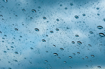 Water drop on a glass during raining season