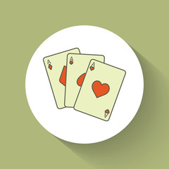 Vector flat illustration of playing cards. Icon of pocker cards
