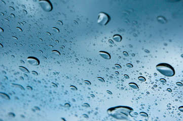 Water drop on a glass during raining season
