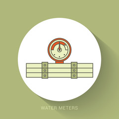 Fototapeta na wymiar Pipe and water meter vector icon