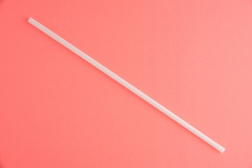 Straw Isolated On Pink Background, White Straw