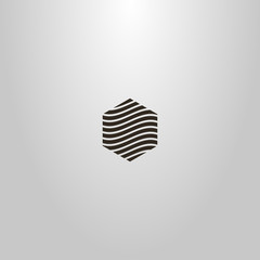 black and white simple vector minimalistic abstract hexagonal sign of wavy lines 