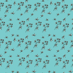 A seamless pattern of black and white peonies on a colored background