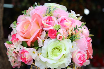 Close up of artificial flower bouquet.
