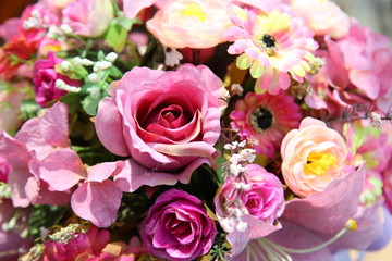 Close up of artificial flower bouquet.