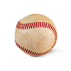 worn baseball isolated on white background, team sport.