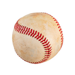 worn baseball isolated on white background, team sport.