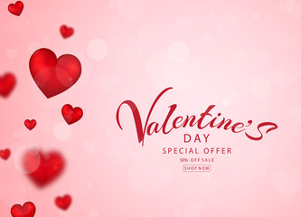 The Valentine's Day paper craft design consists of hearts and clouds on a soft pink background.