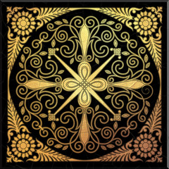 Pattern of floral golden vintage ornament