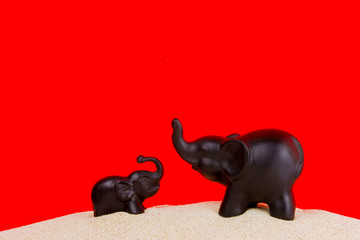 elephant figurine on isolated background with different effec