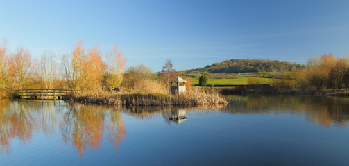 Lake in East Devon AONB (Area of Outstanding Natural Beauty) in late autumn