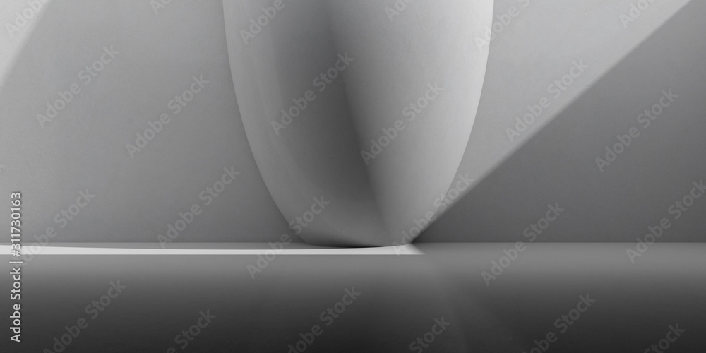 Poster abstract of concrete space with sun light cast the shadow on the wall and floor,sphere structure scu