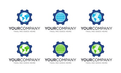 Gear and earth for logo designs vector editable