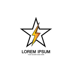 Obraz premium Lightning Star,Energy Star logo vector icon design template