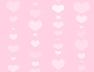 Fototapeta na wymiar Columns of cute heart shapes on pastel pink background