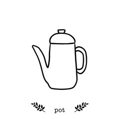 Vector coffee pot  icon in  hand drawn style