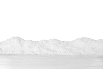 Heap of snow on wooden surface against white background - Powered by Adobe