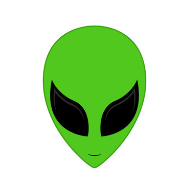 Green alien face. Extraterrestrial head icon vector illustration