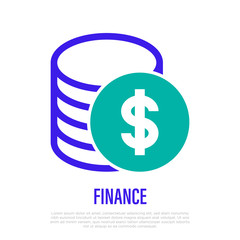 Finance symbol. Stack of dollar coins. Money exchange, profit, bank investment. Vector illustration.