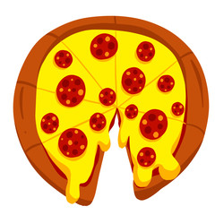 Vector Illustration of Pizza Cartoon With Pepperoni and Toppings