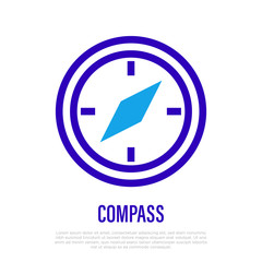 Compass thin line icon. Navigation equipment. Vector illustration.