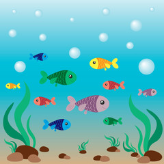 Fototapeta na wymiar Sea fish. Underwater world. Ocean. Vector illustration for children.