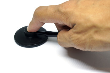 Black Doctor stethoscope isolated white background - Medical healthcare object concept 