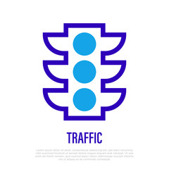 Traffic light thin line icon. Stoplight. Vector illustration.
