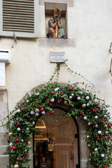 Fototapeta na wymiar Christmas decoration in the old town of Geneva Switzerland