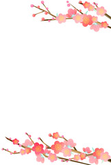 ポストカードサイズ　梅の花のフレーム　縦