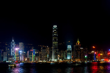 Plakat Hong Kong Victoria Harbor night view, Hong Kong, China
