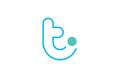 Fototapeta letter t logo line alphabet design icon in blue and green for business with dot obraz